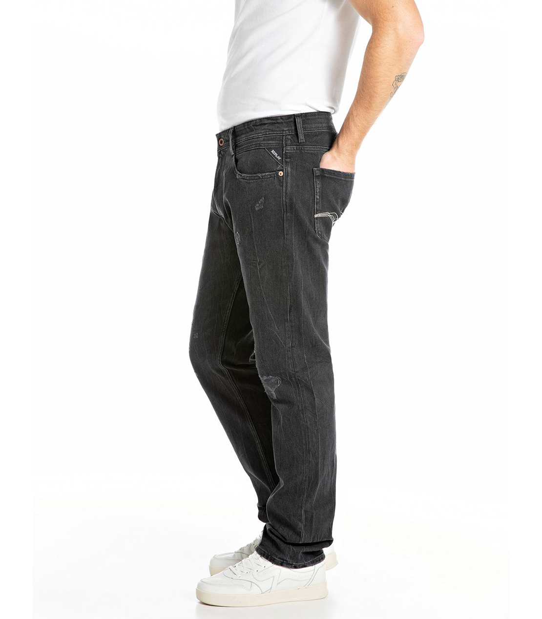 コンフォートROCCO ブラックオーバーダイ リペア ストレッチデニム 詳細画像 ブラック 4